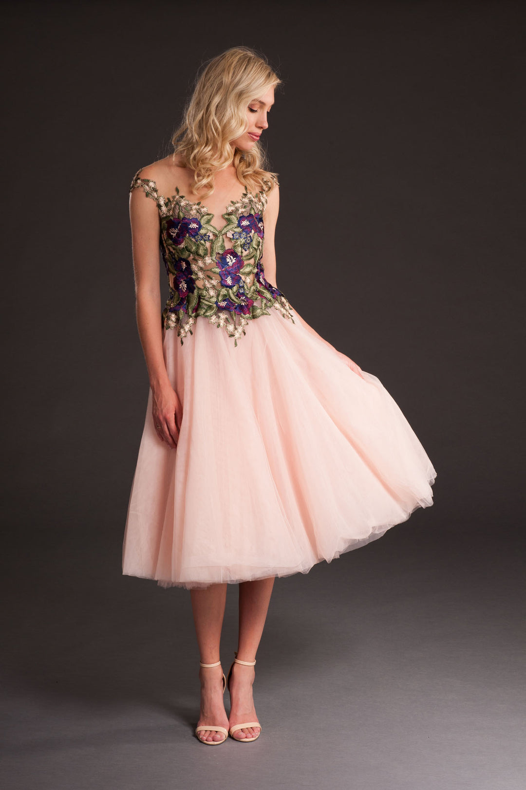 Romance Embroidered & Tulle Dress-0