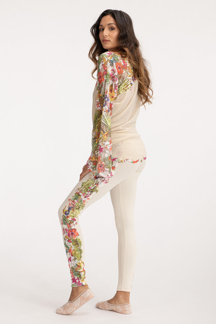 Cashmere Loungewear Top with Floral Details-3