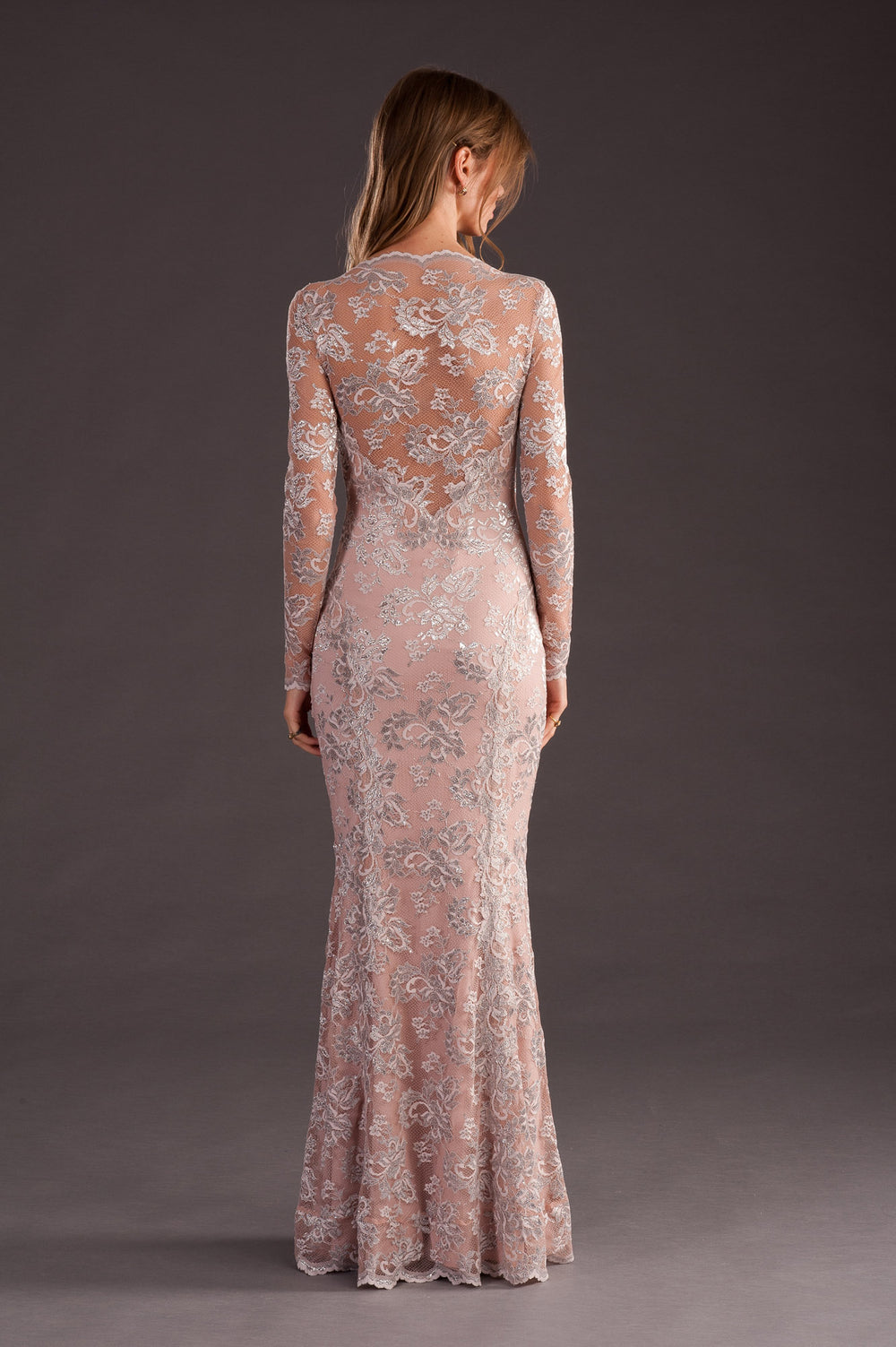 Deep V Neckline Gown (in Crown Blue version)-1