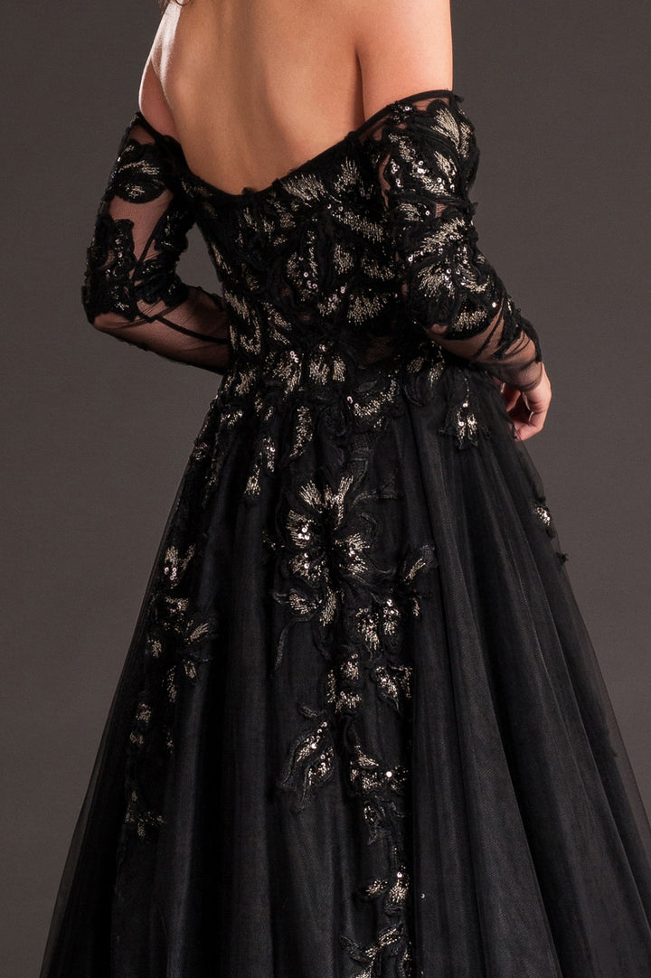 Puffy Black Lace Gown-3