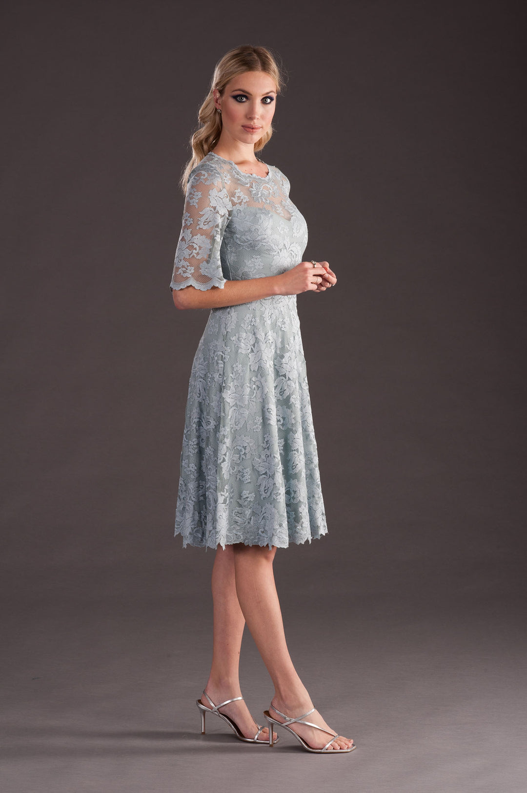 Light Grey Classic Cocktail Dress-2