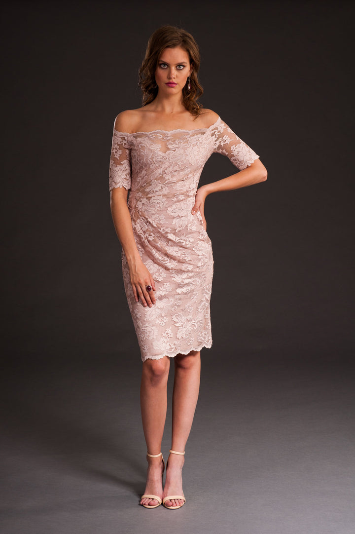 Off-Shoulder Lace Dress with Swarovski-6