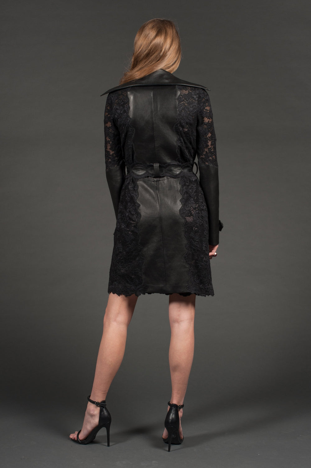 Black Genuine Leather Jacket with a Belt-1