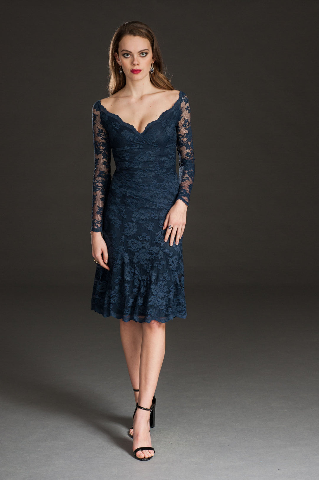 Knee Length Lace Skirt-0
