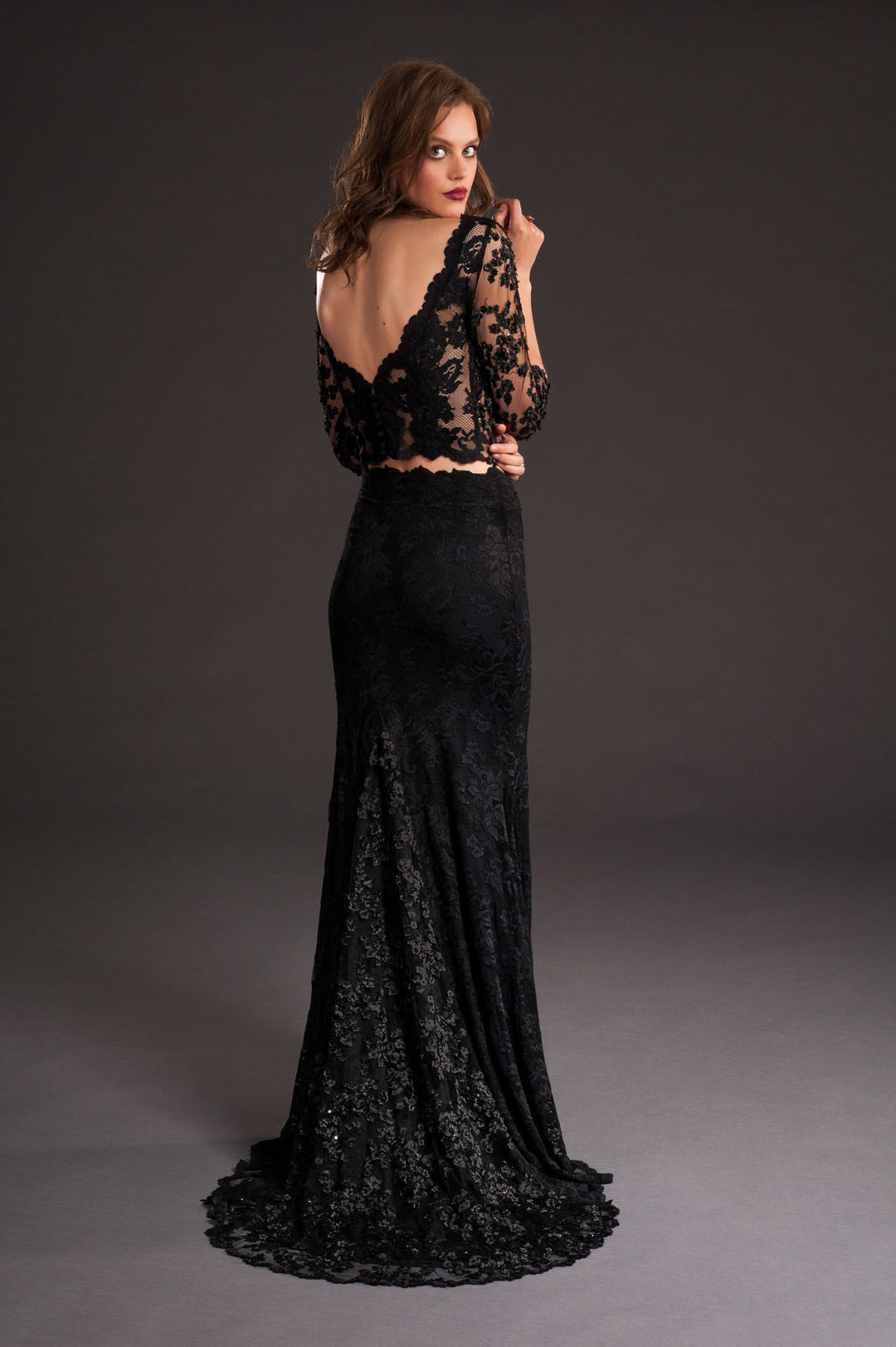 Black Lace Skirt with Train-0