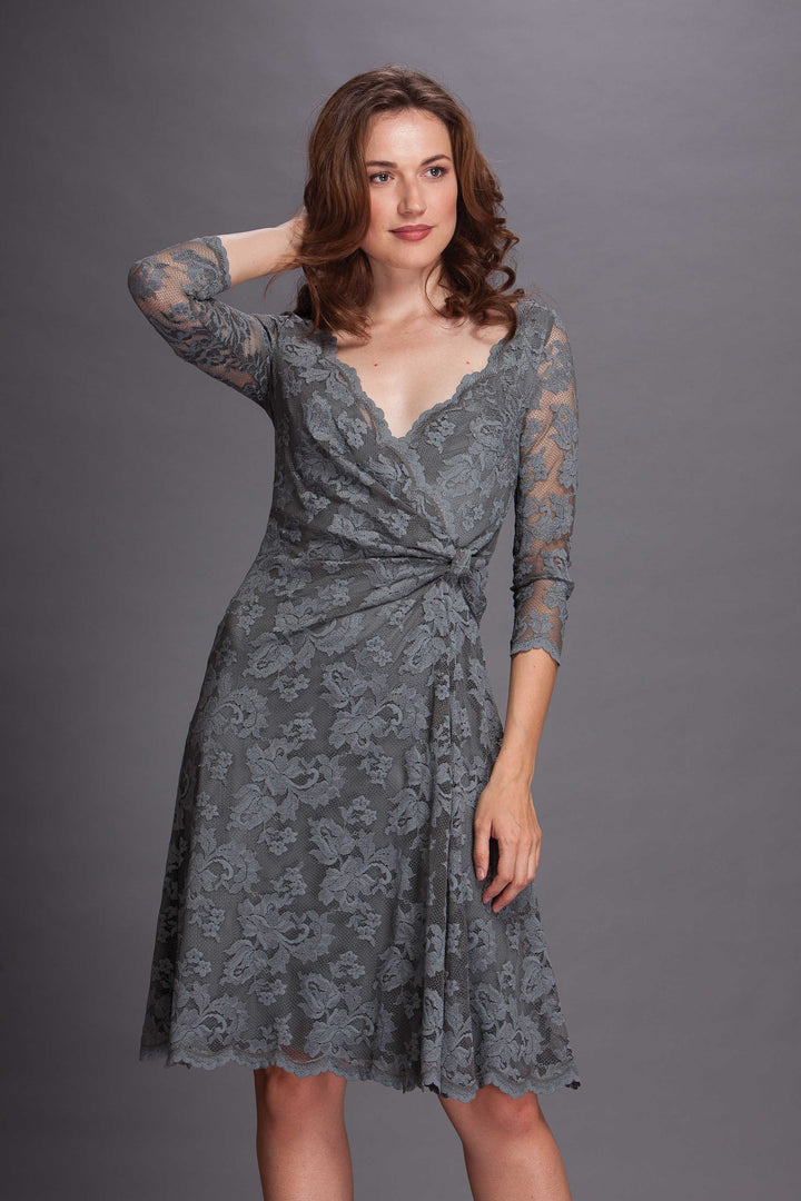 Knee Length Cocktail Lace Dress-0
