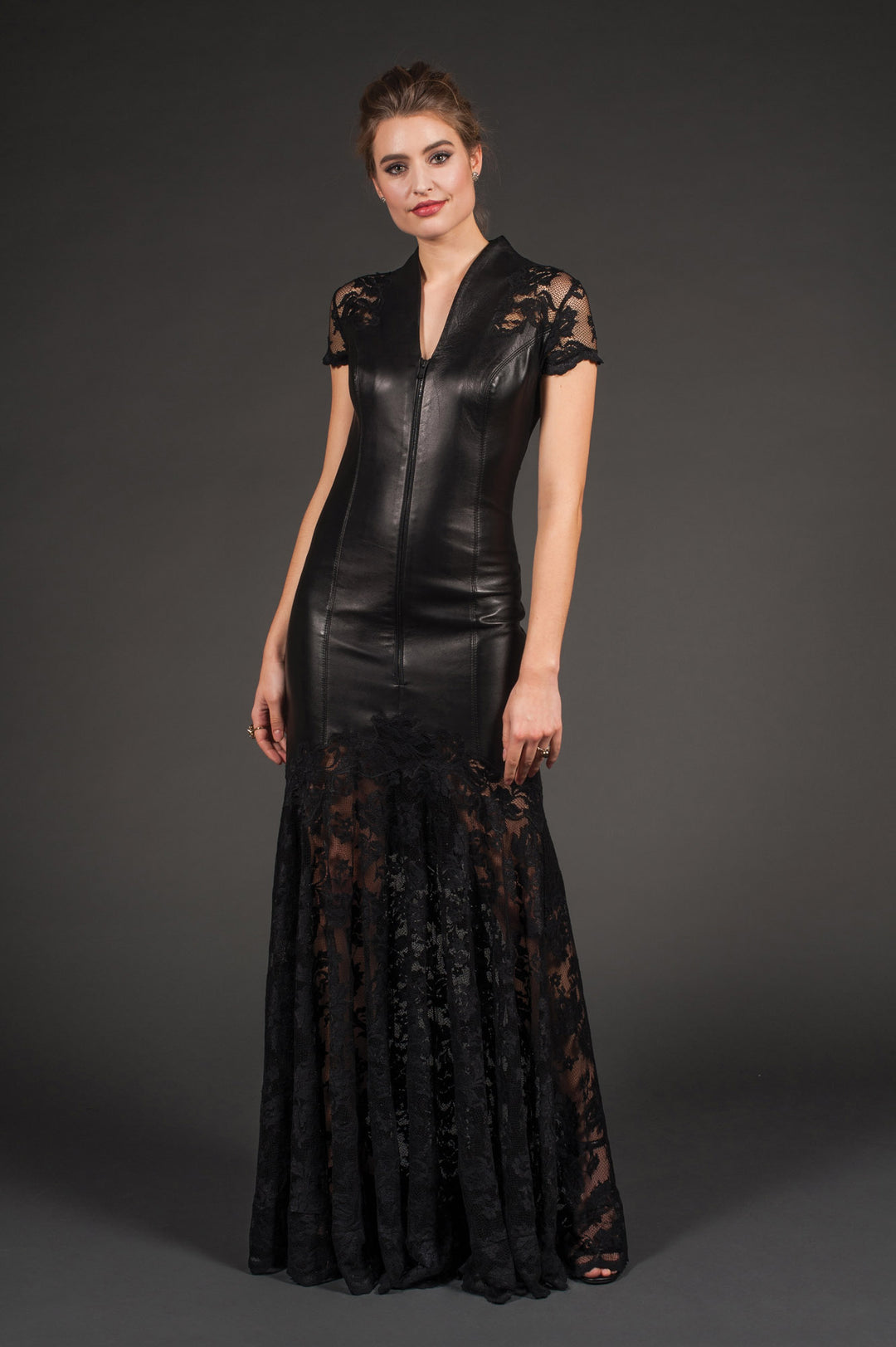 Black Long Leather Gown-0