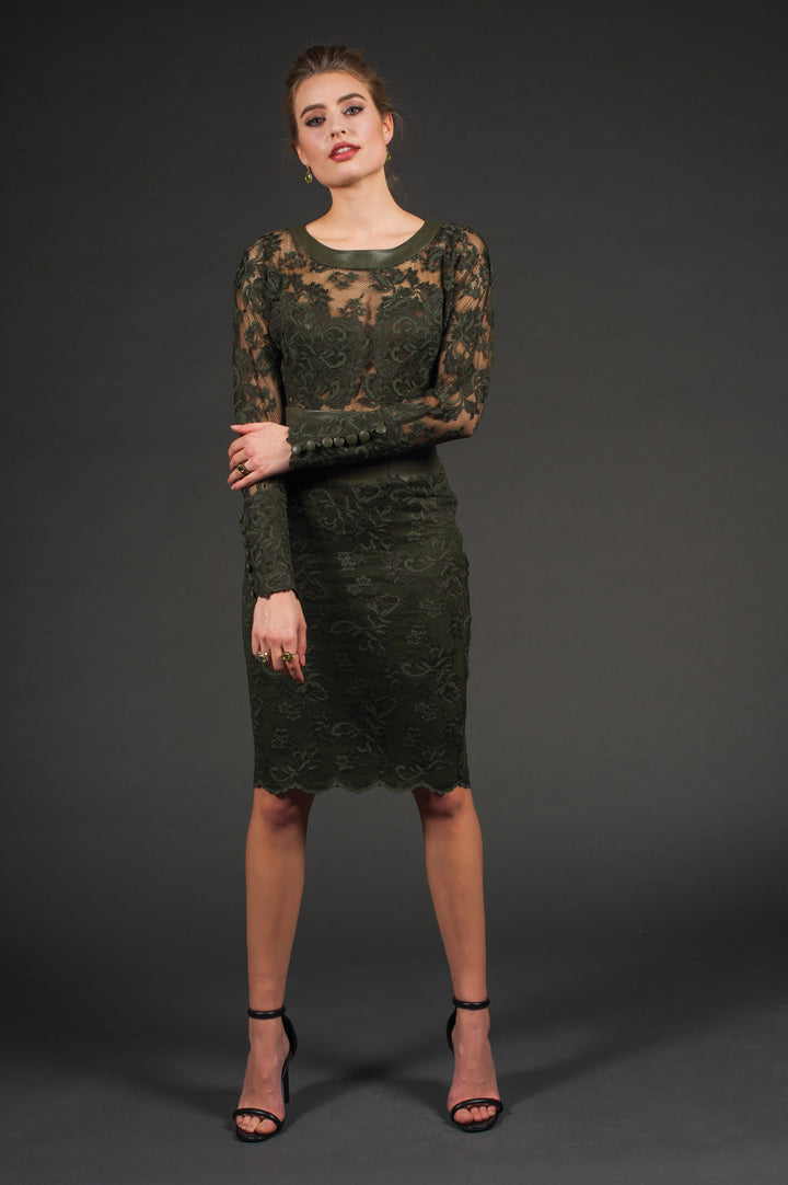 Lace Skirt with Leather Belt-0