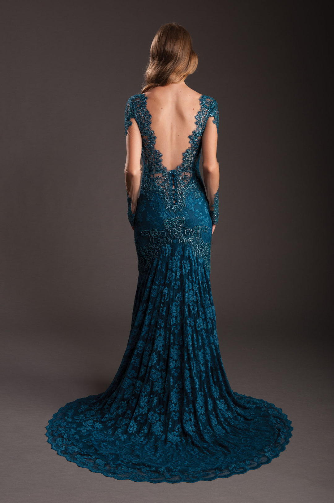 Deep Neckline Lace Dress-2