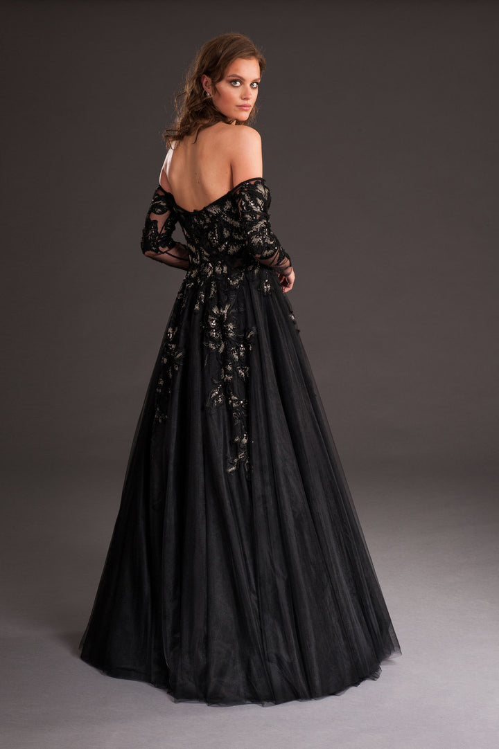 Puffy Black Lace Gown-1
