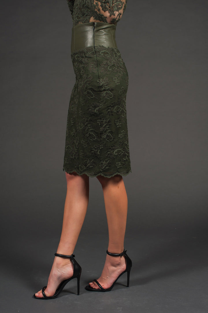 Lace Skirt with Leather Belt-2