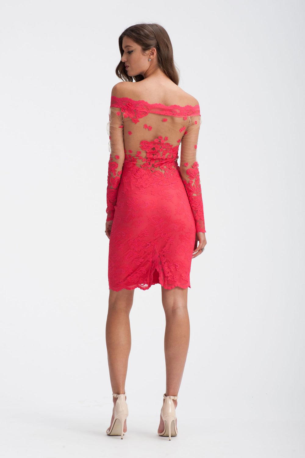 Elegant Cocktail Lace Off-Shoulder Dress-2