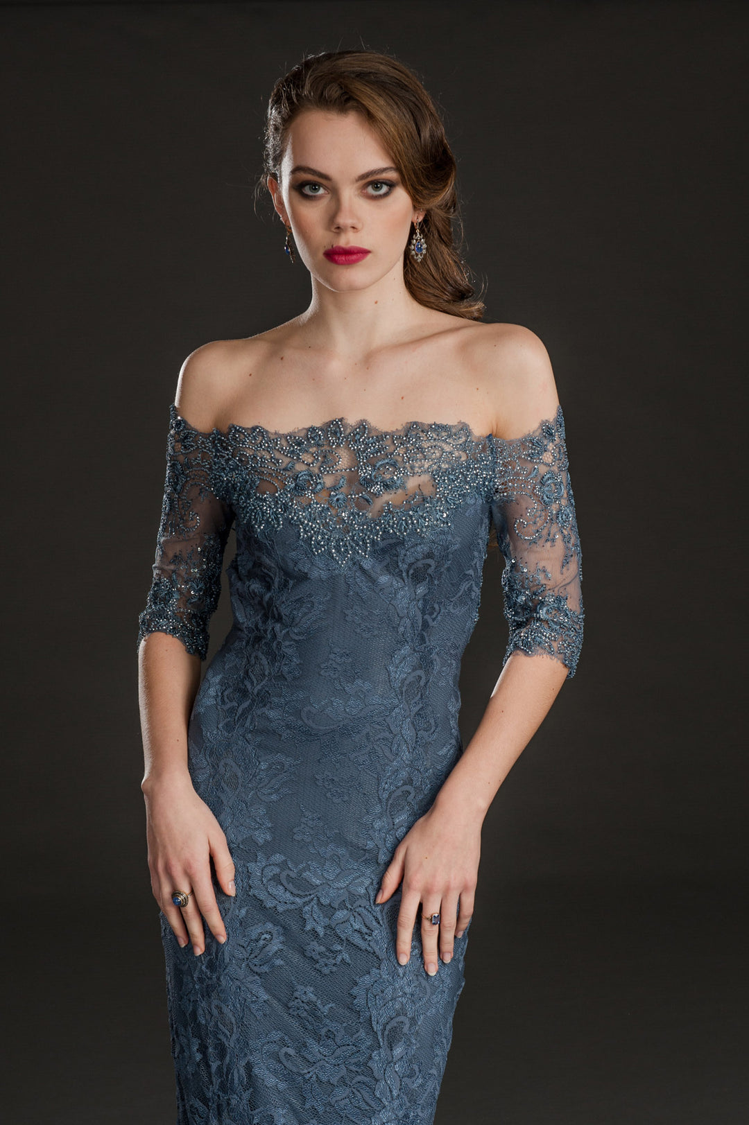 Off-Shoulder Long Gown with detailed Back Style-4