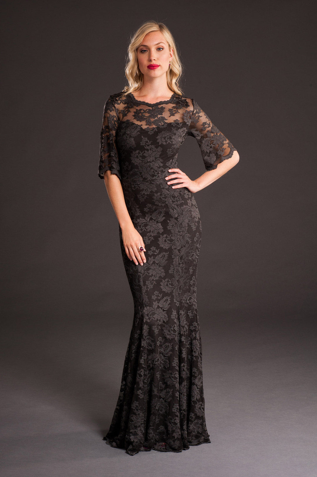 Dark Brown Lace Gown-3