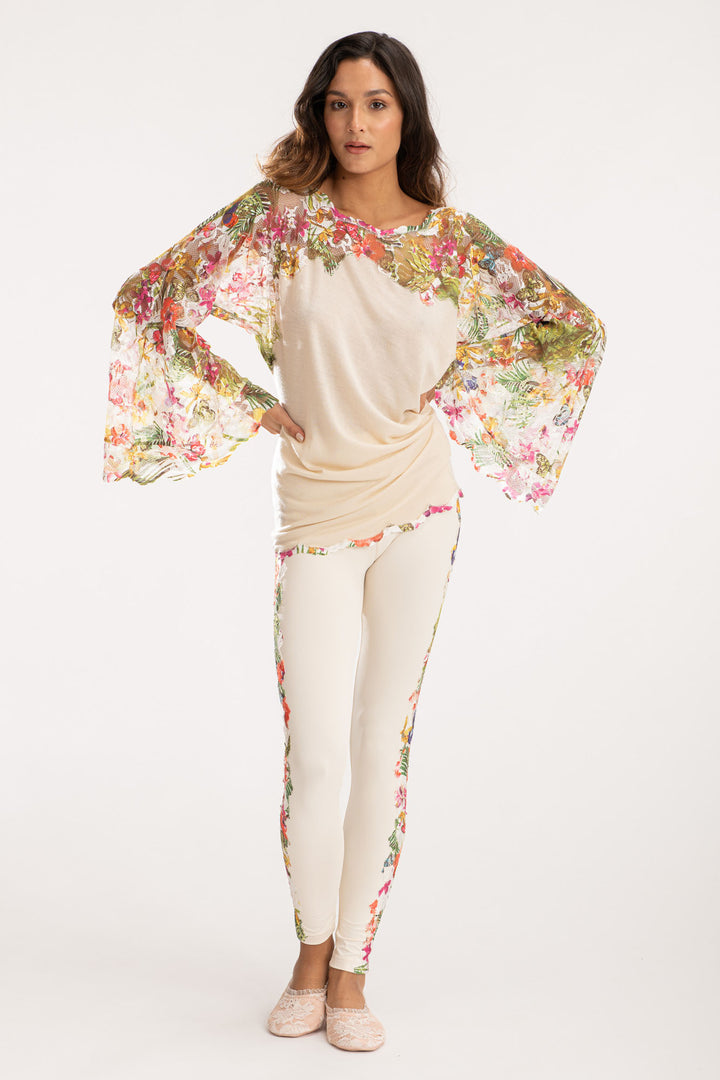 Cashmere Loungewear Top with Floral Details-0
