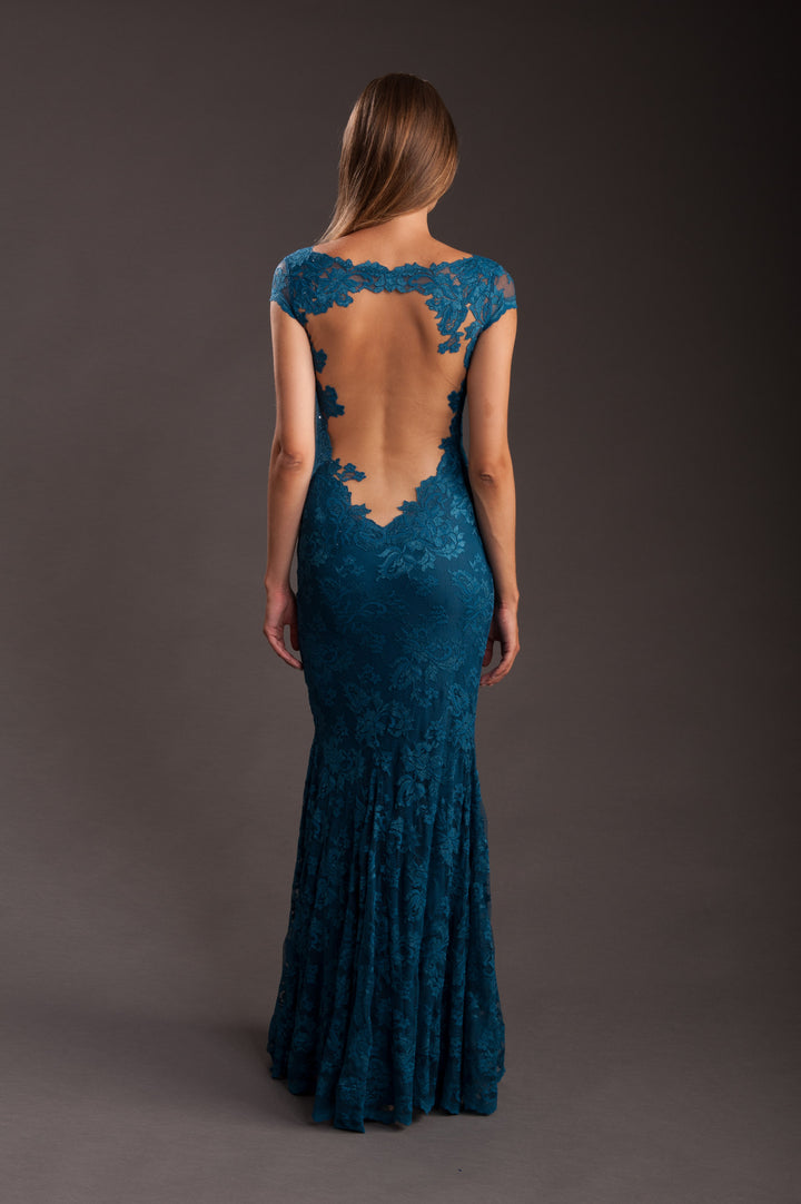 Moroccan Blue Evening Gown-2