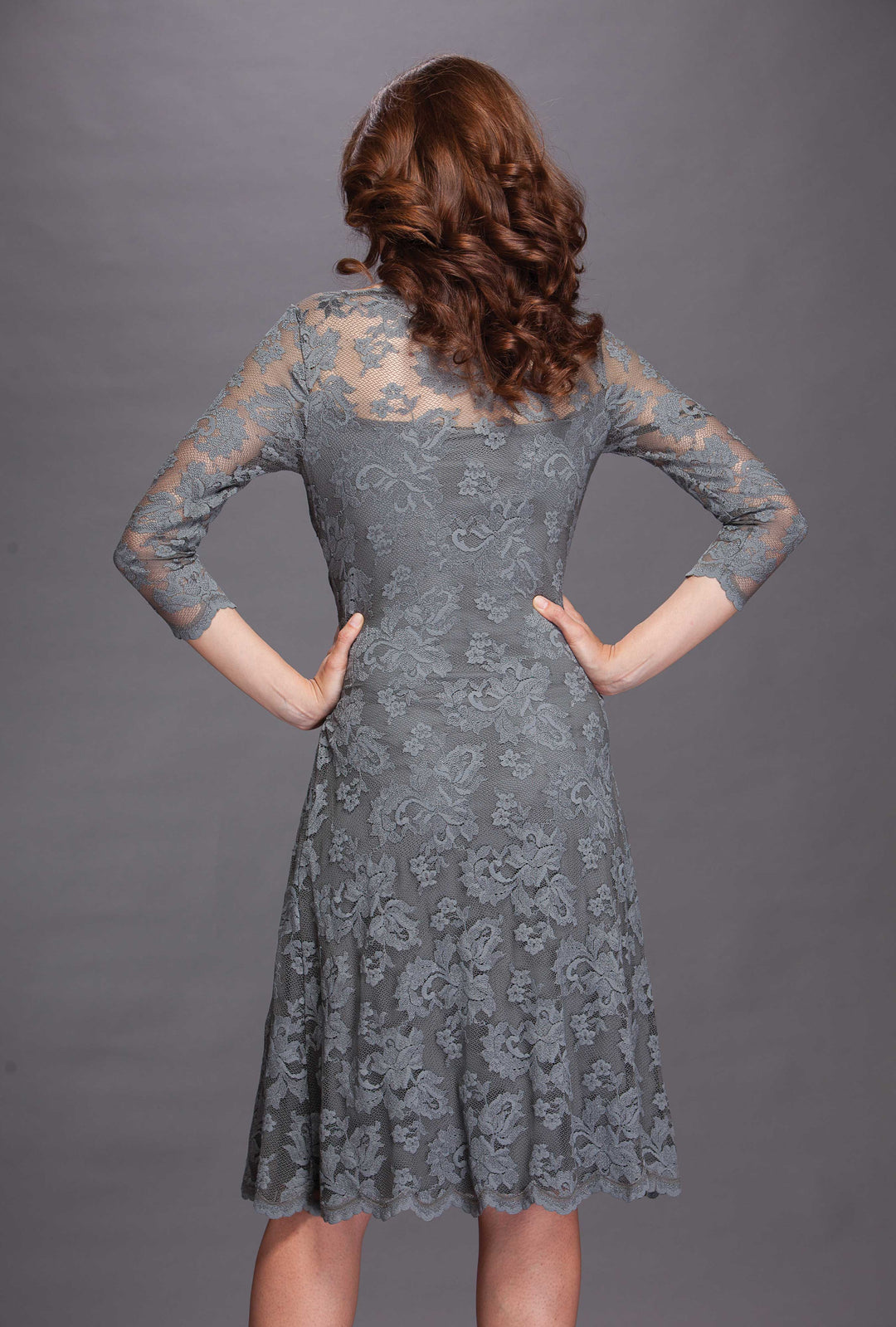 Knee Length Cocktail Lace Dress-1