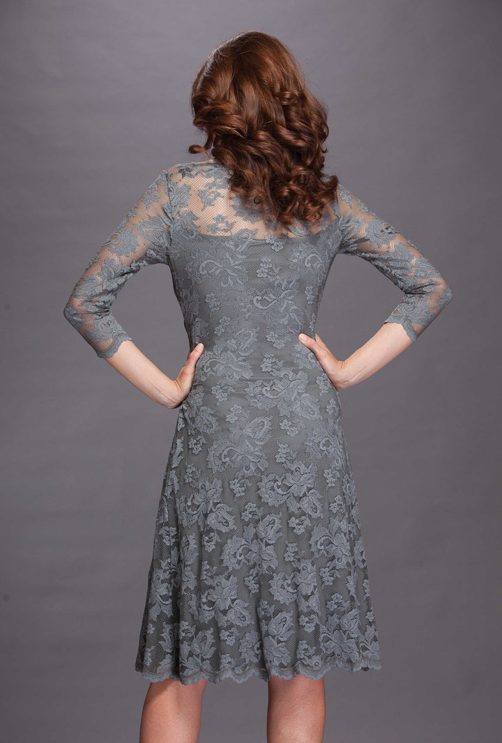 Knee Length Cocktail Lace Dress-1