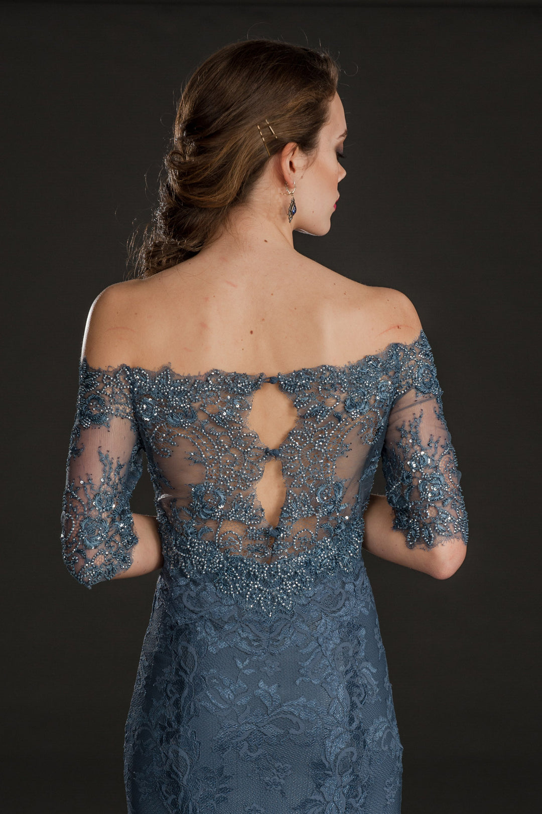 Off-Shoulder Long Gown with detailed Back Style-5