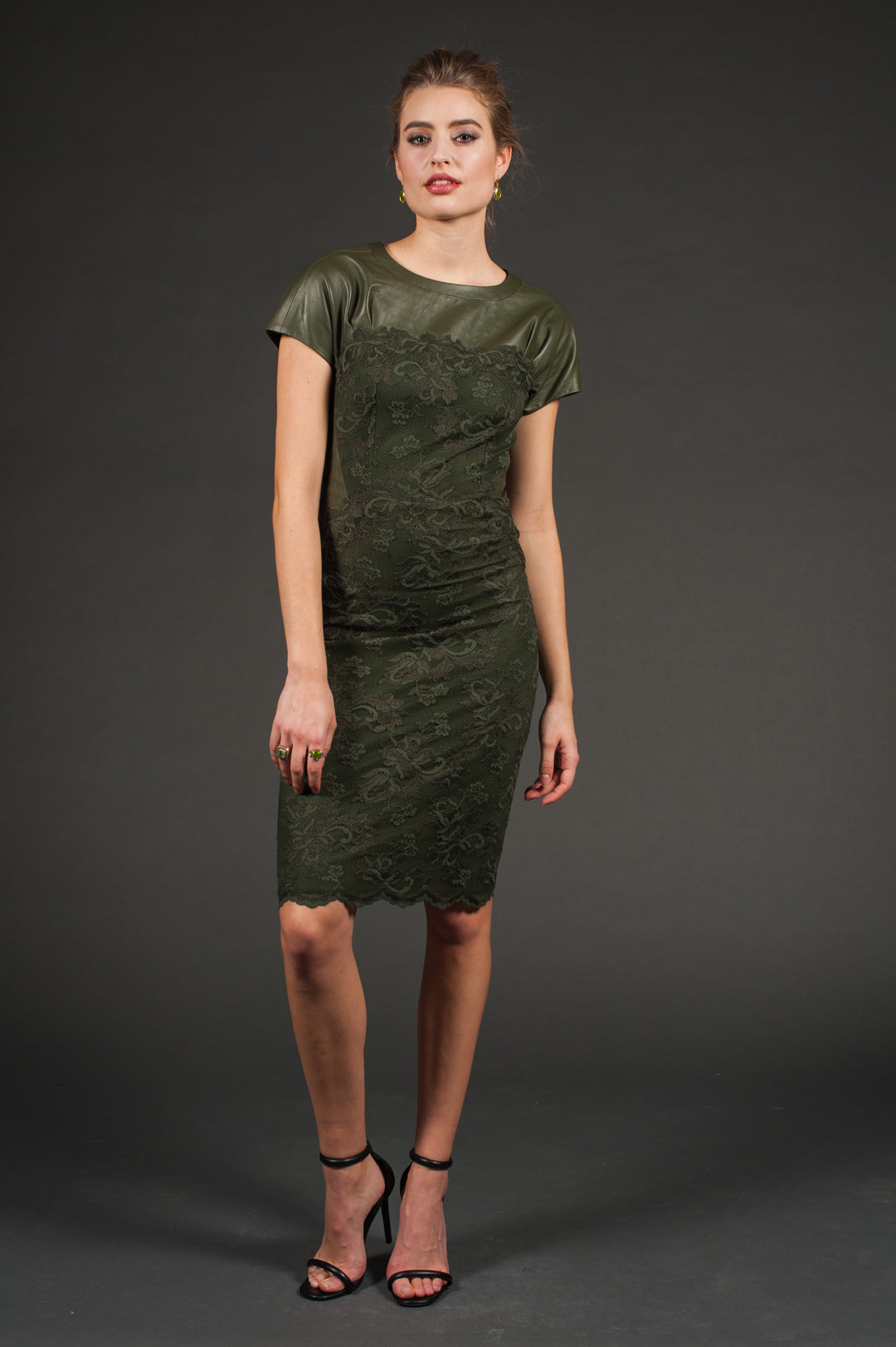 Lace & Leather Dress-0