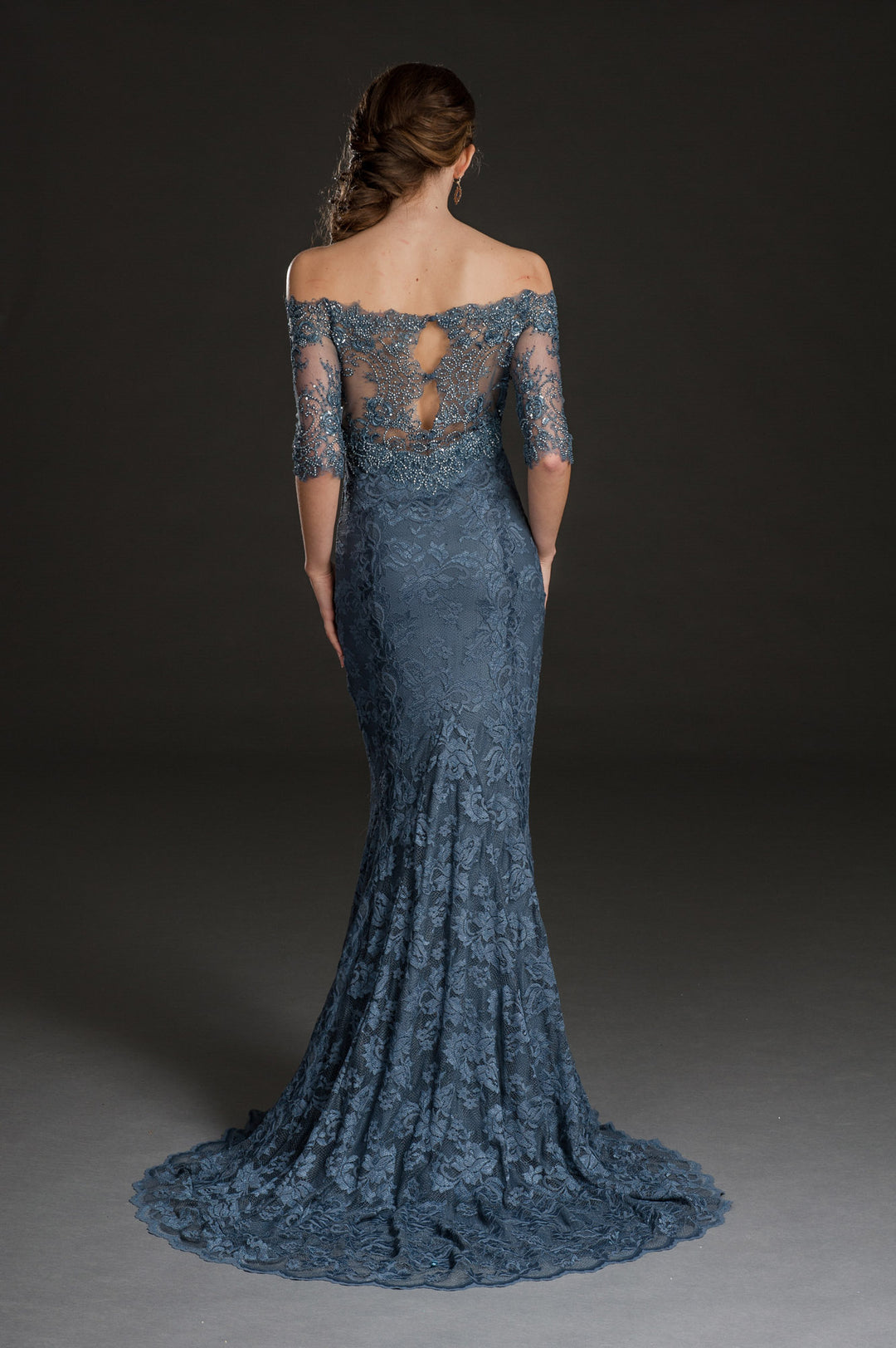Off-Shoulder Long Gown with detailed Back Style-3