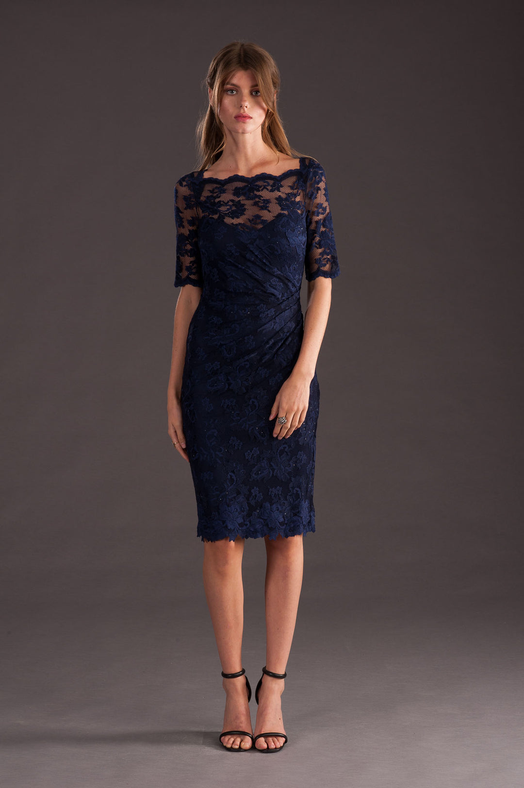 Classic Short Sleeve Lace Dress-4