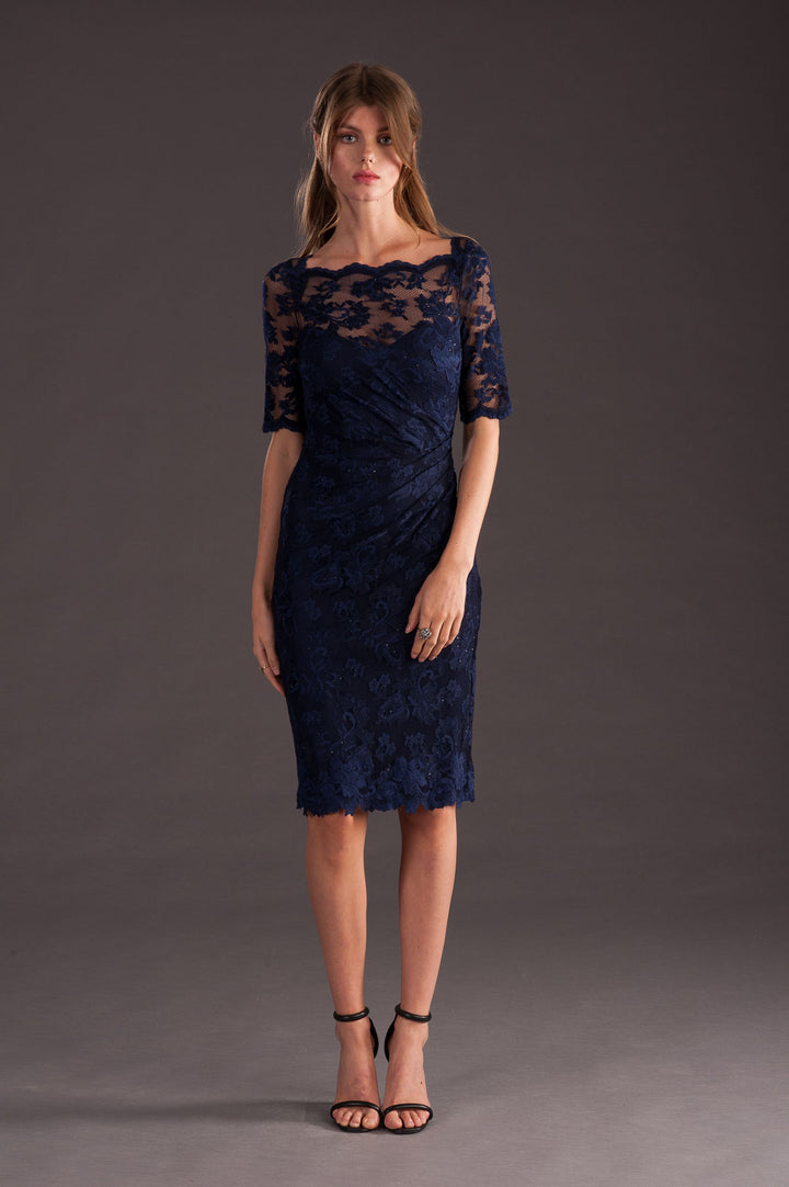 Classic Short Sleeve Lace Dress-4
