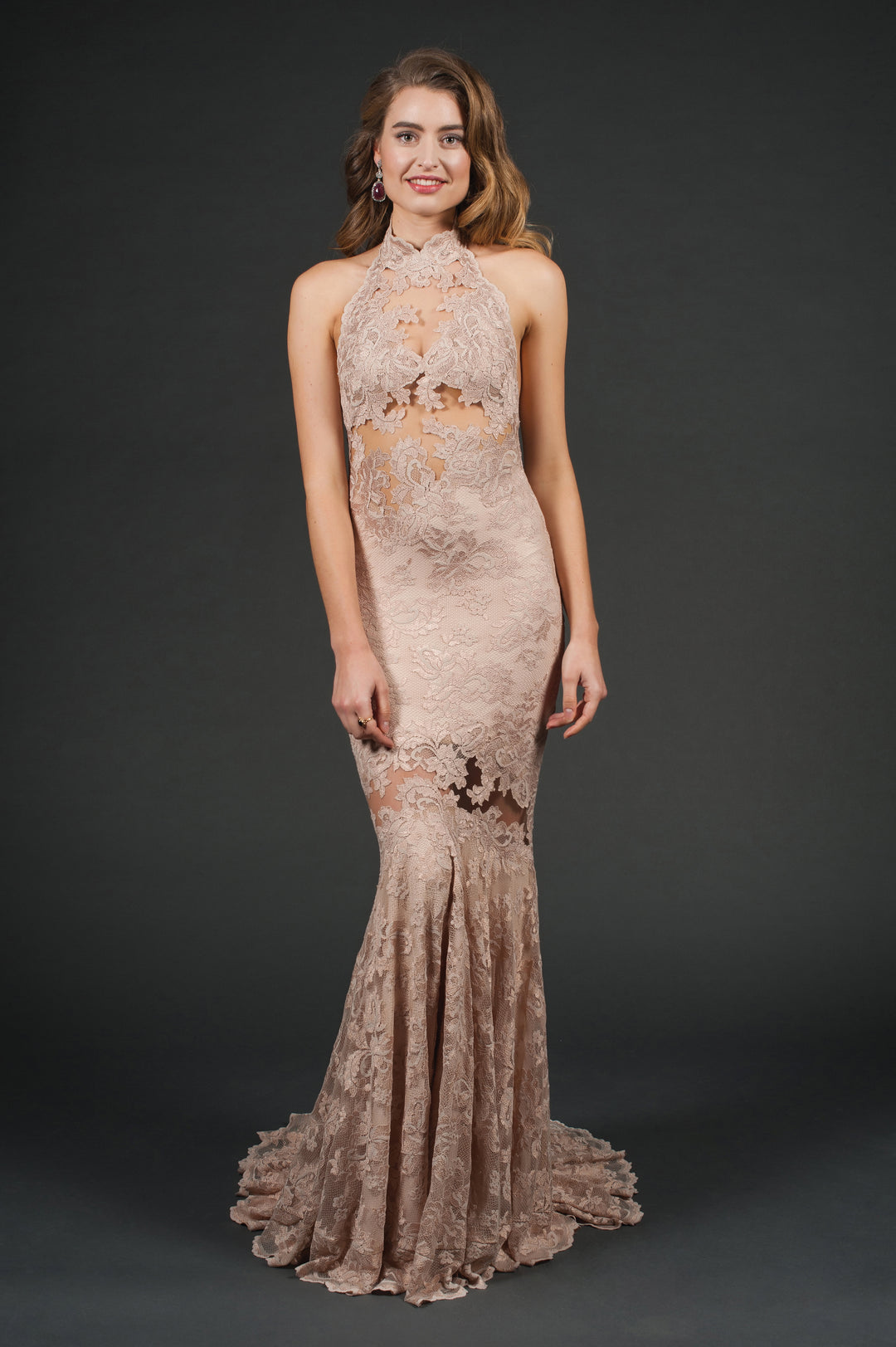 Open Shoulder Lace Gown-0