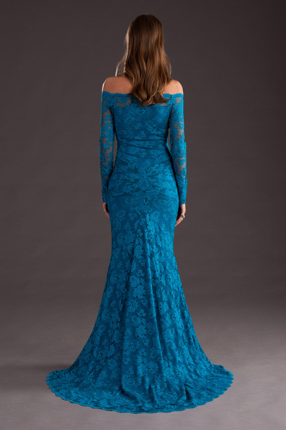 Blue Off-Shoulder Long Gown-2