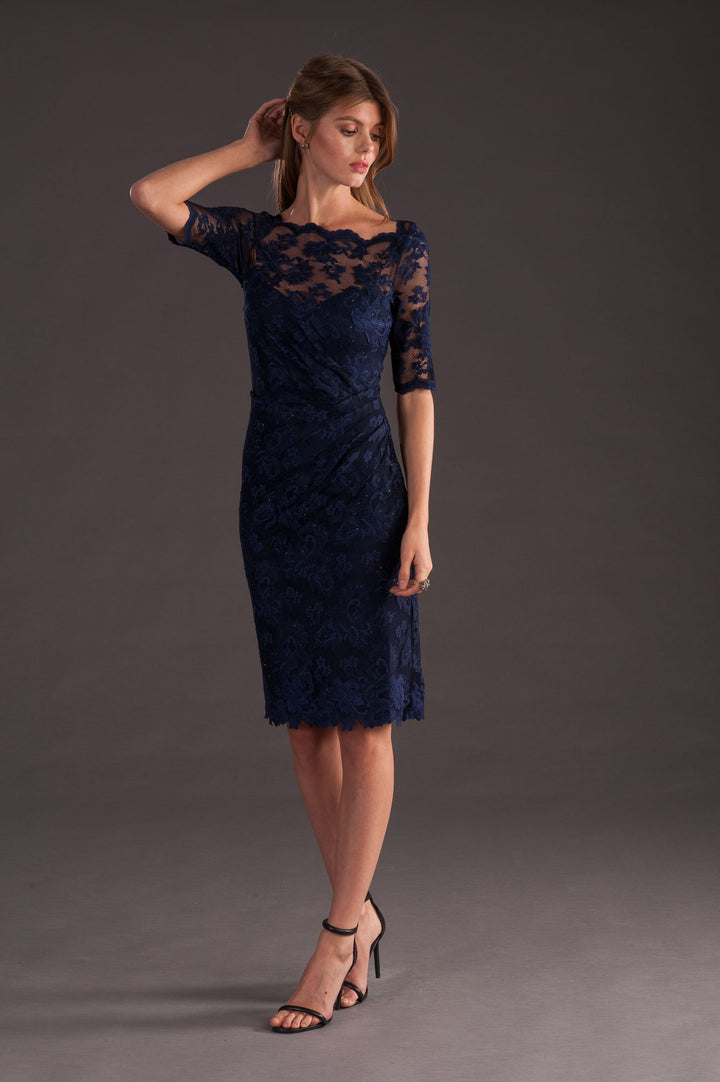 Classic Short Sleeve Lace Dress-7