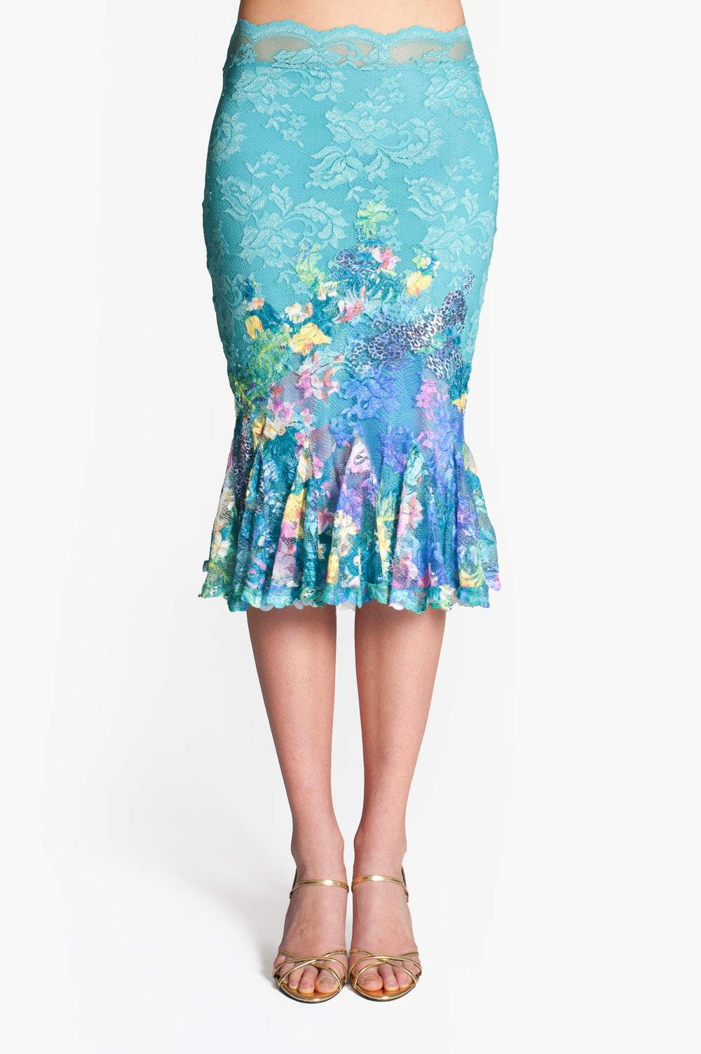 Knee Length Skirt with Flare Details-1