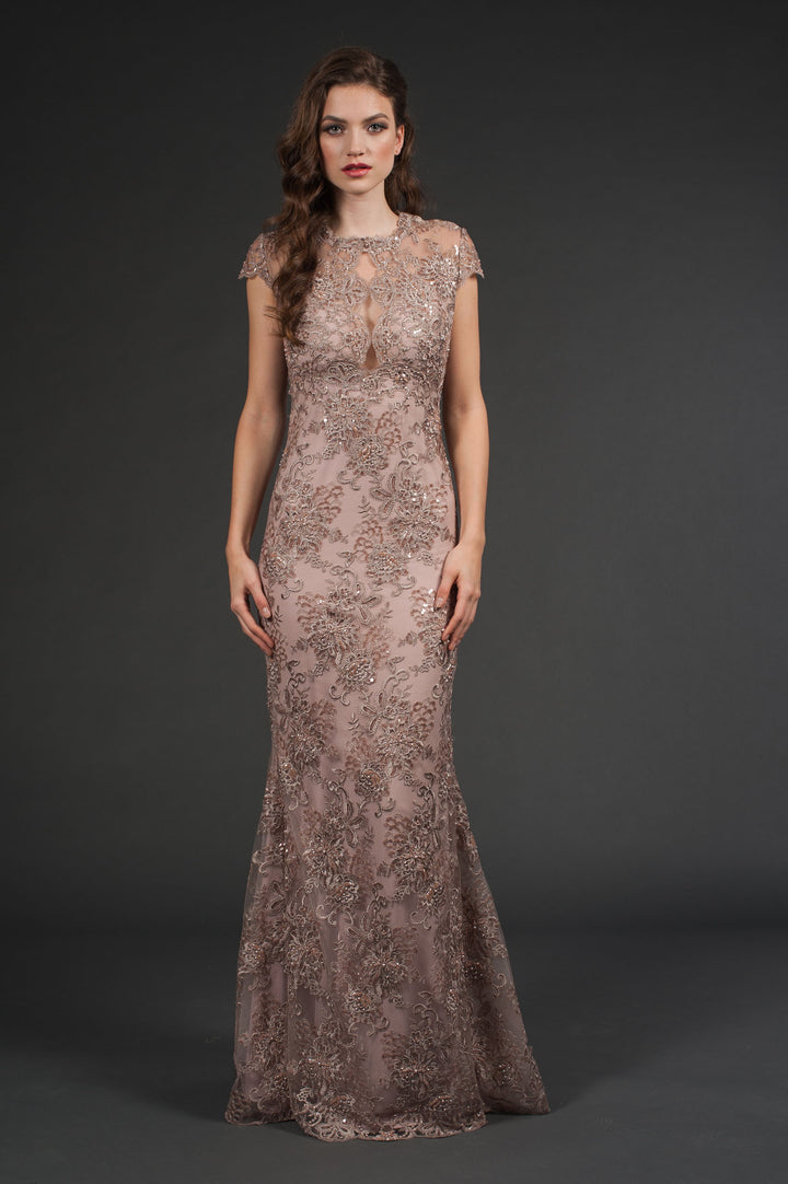 Floor Length Dress with Trail-0
