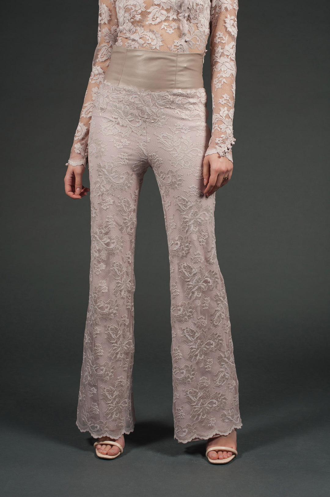 Lace &  Genuine Leather Trousers-6