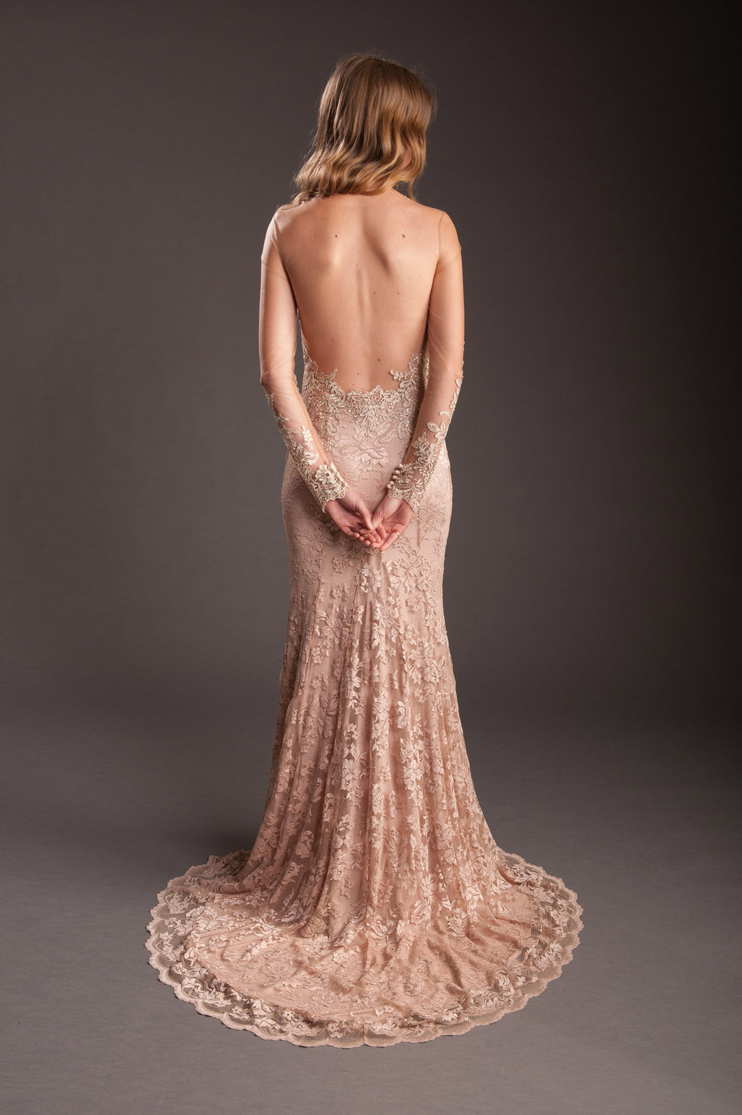 Nude fit n' flare Gown-3