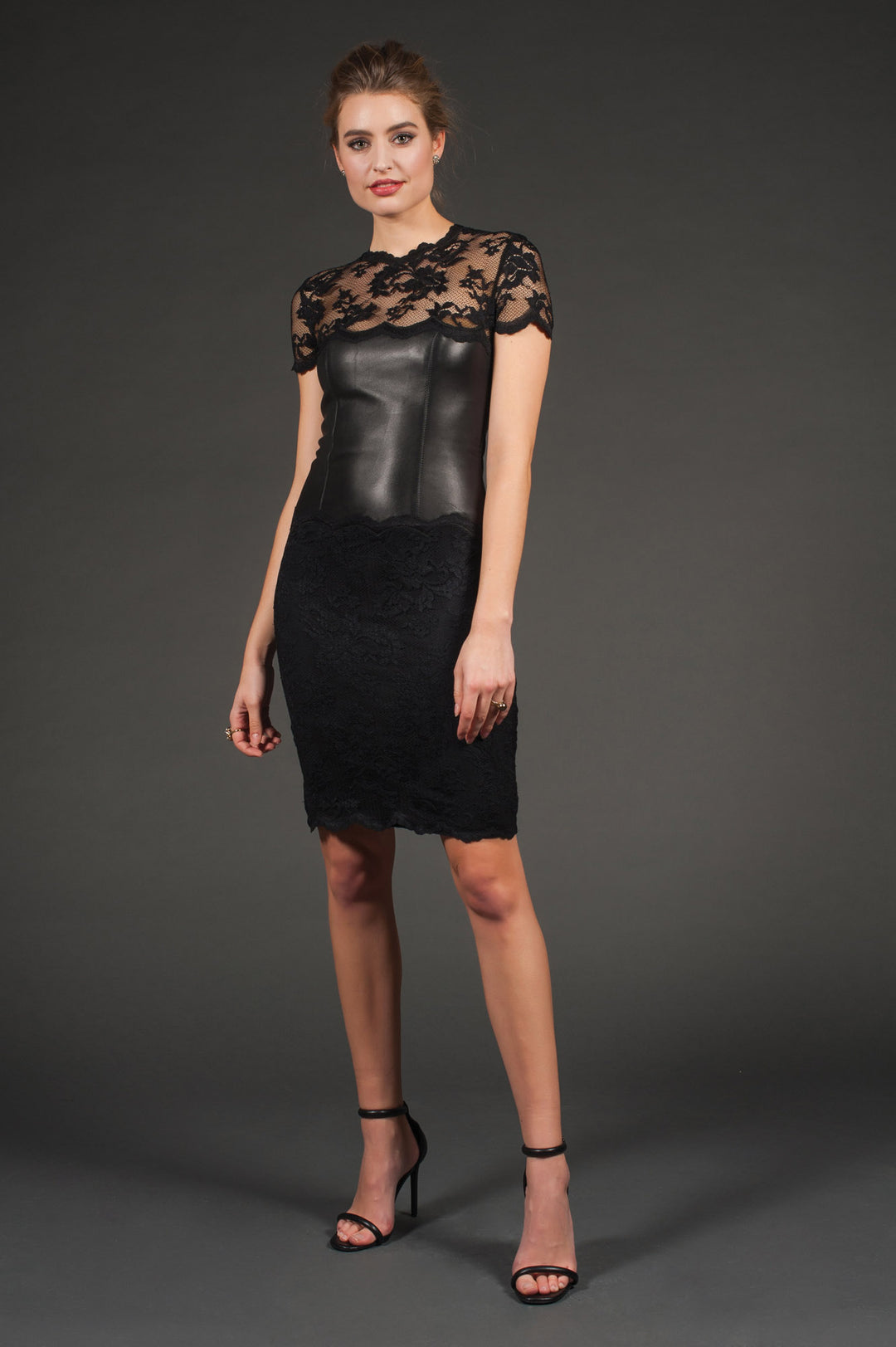 Black Genuine  Leather Cocktail Dress-0
